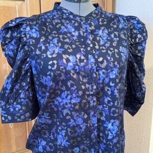 Blue and Gold beautiful print Blouse